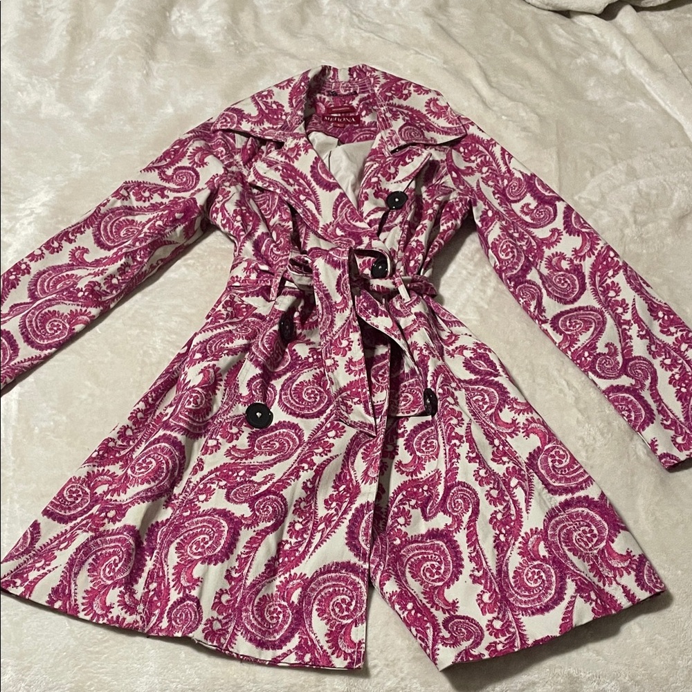 Merona Fuchsia and White Floral Jacquard Jacket